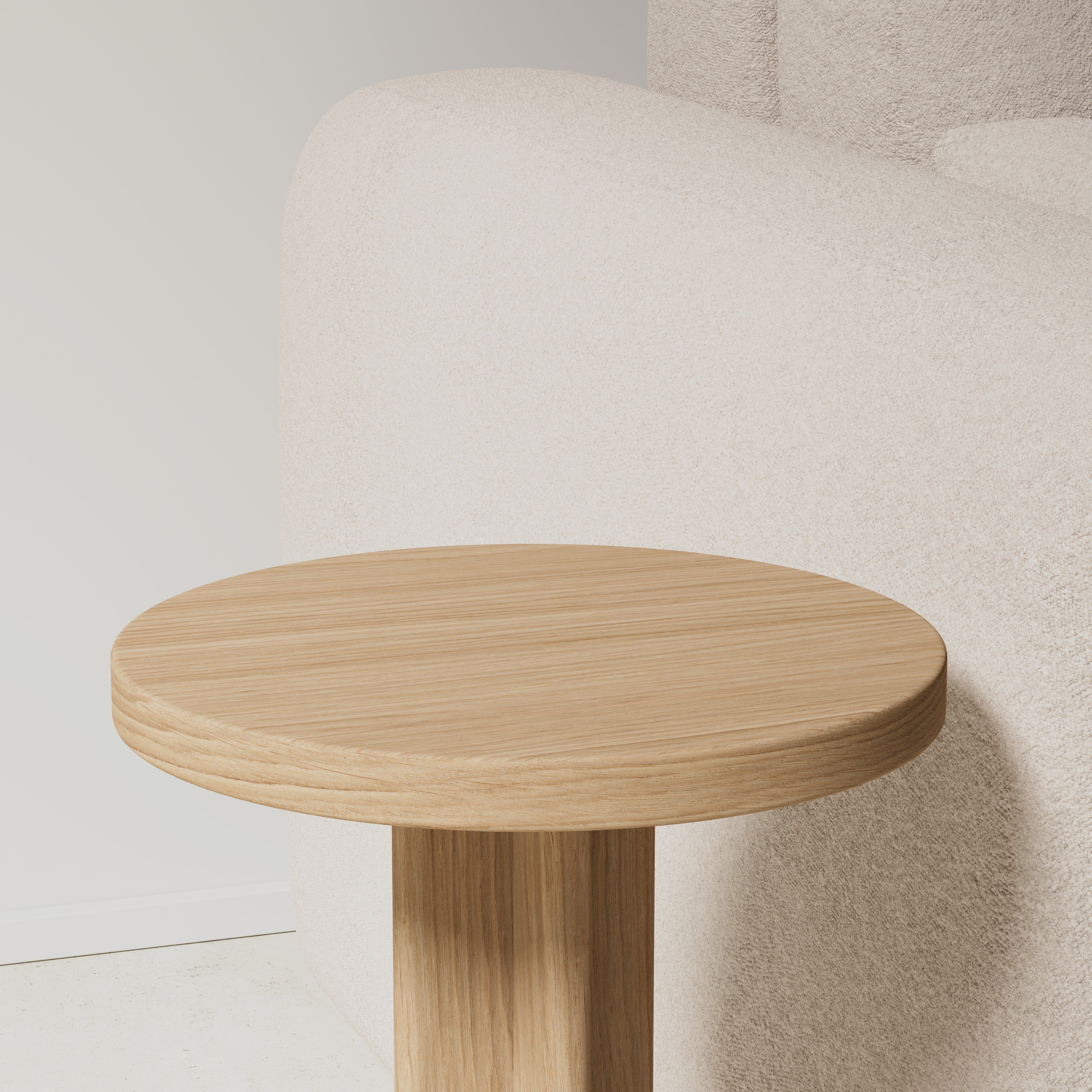 oak side table, side view