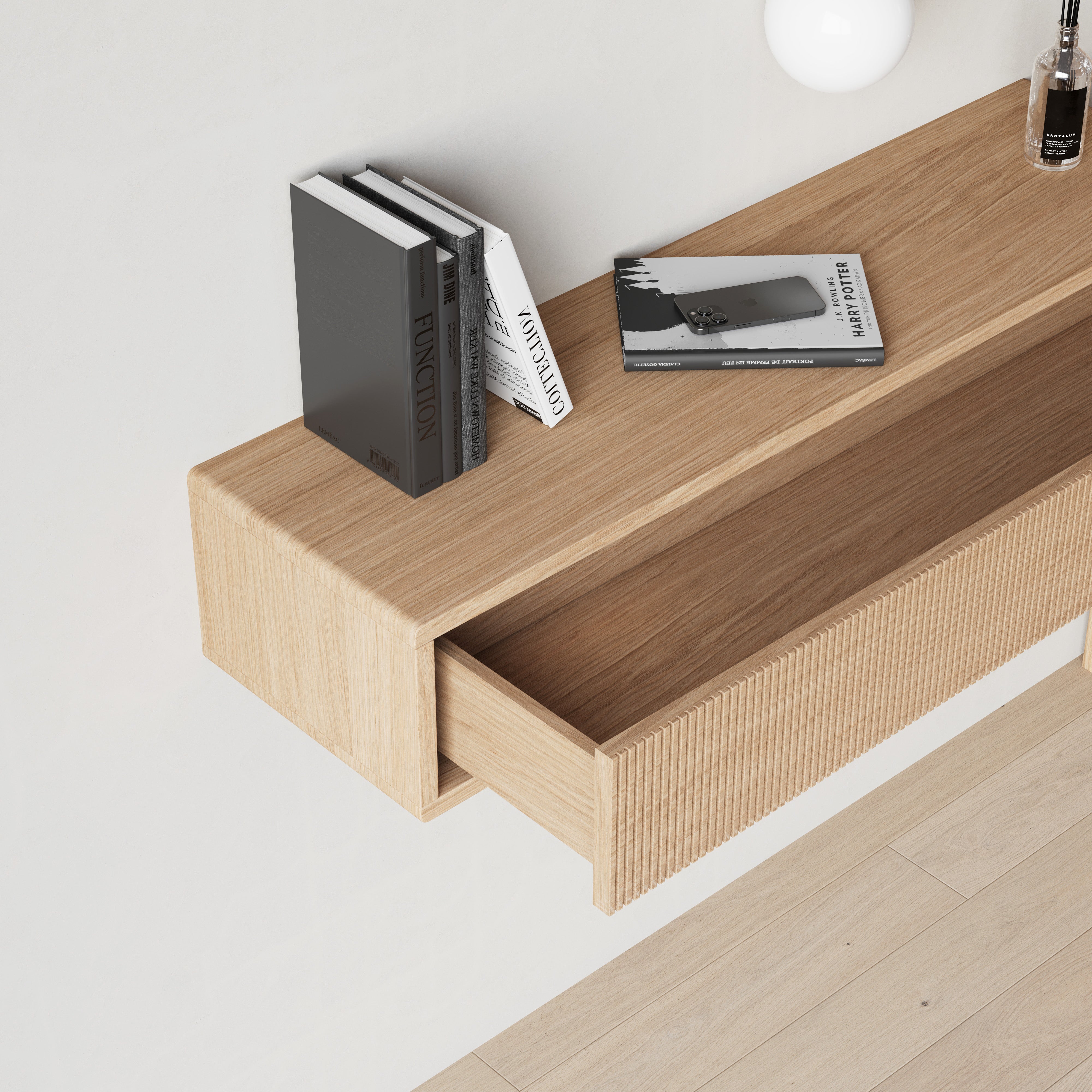 Floating Oak console table